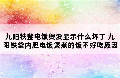 九阳铁釜电饭煲没显示什么坏了 九阳铁釜内胆电饭煲煮的饭不好吃原因